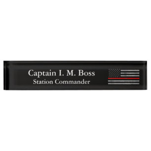 Thin Red Line - Distressed Tattered Flag Nameplate
