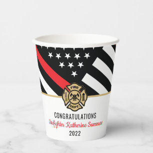 Thin Red Line Fire Academy Firefighter Graduation Paper Cups