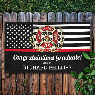 Thin Red Line Fire Academy Graduation Party Banner