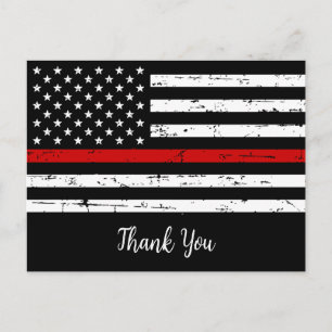 Thin Red Line Fire Departmen Firefighter Thank You Postcard