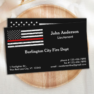 Thin Red Line Fire Department Firefighter Business Card