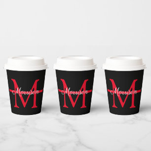Thin Red Line Fire Fighter Retirement Monogram Paper Cups