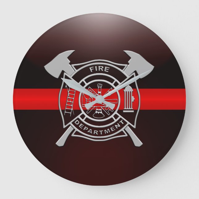 Thin Red Line Fire Station House Large Clock (Front)