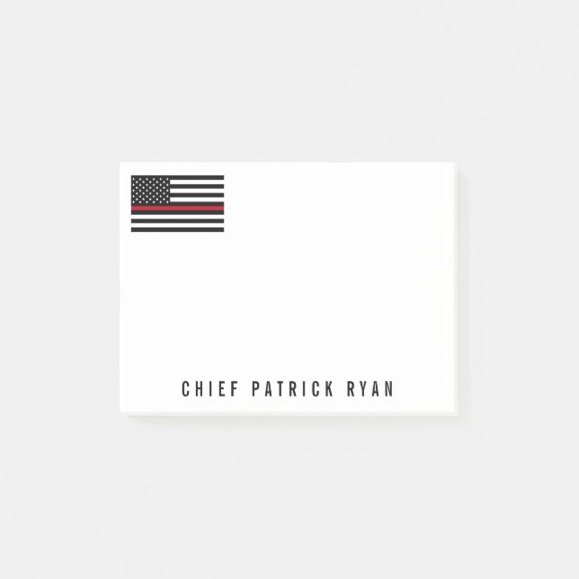 Thin Red Line Firefighter American Flag 4 x 3 Post-it Notes (Front)
