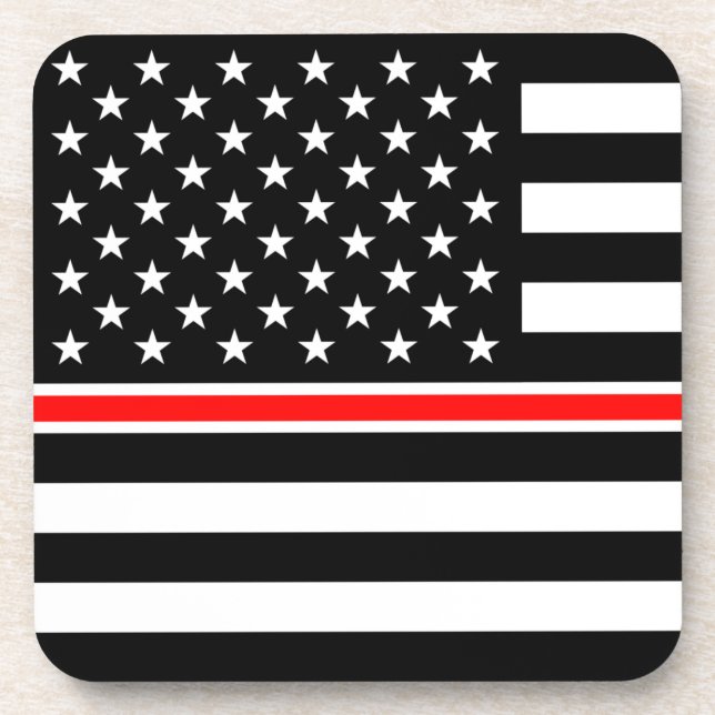 Thin Red Line Firefighter American Flag Coaster (Front)