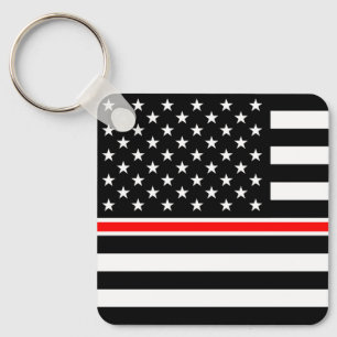 Thin Red Line Firefighter American Flag Key Ring