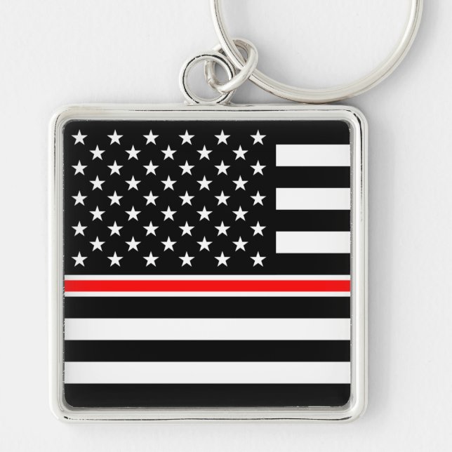 Thin Red Line Firefighter American Flag Key Ring (Front)