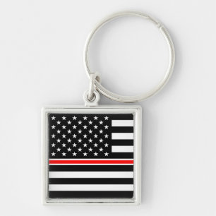 Thin Red Line Firefighter American Flag Key Ring