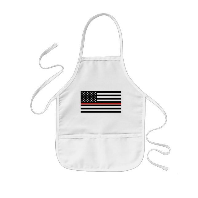 Thin Red Line Firefighter American Flag Kids Apron (Front)