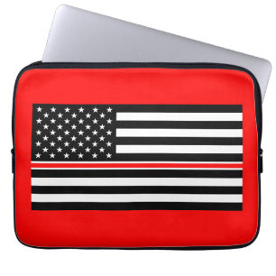 Thin Red Line Firefighter American Flag Laptop Sleeve