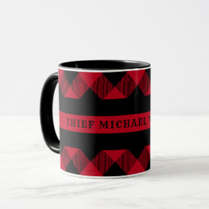 Thin Red Line Firefighter Buffalo Plaid Monogram Mug