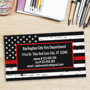 Thin Red Line Firefighter Fire Department Business Card