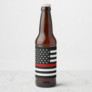 Thin Red Line Firefighter Flag Beer Bottle Label