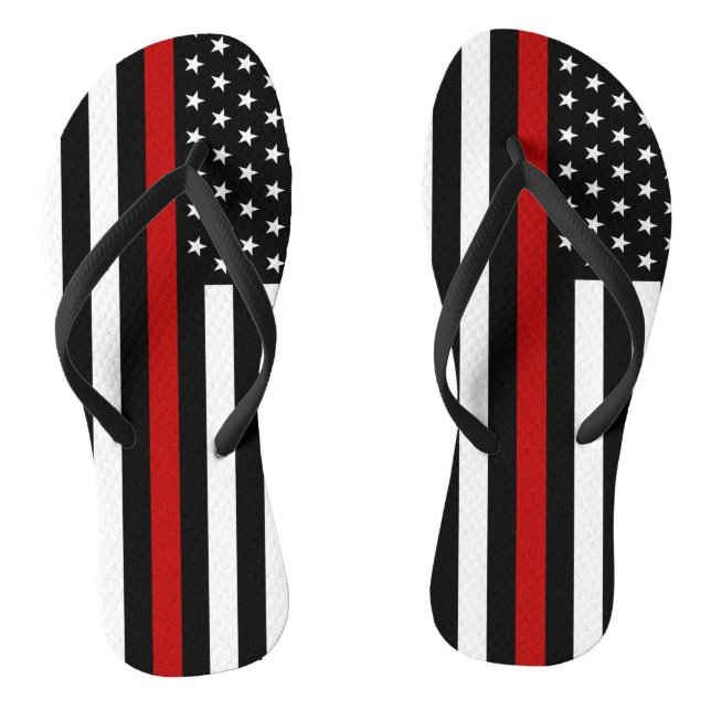 Thin Red Line Firefighter Flag Thongs (Footbed)