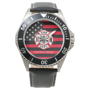 Thin Red Line Firefighter Flag Watch