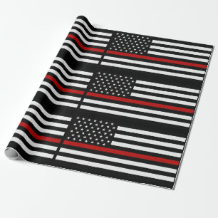Thin Red Line Firefighter Flag Wrapping Paper