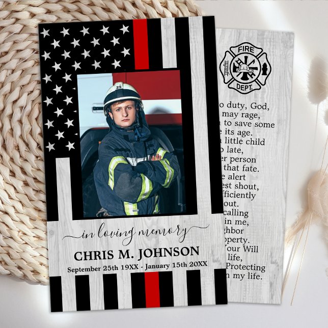 Thin Red Line Firefighter Memorial Prayer Card (Creator Uploaded)