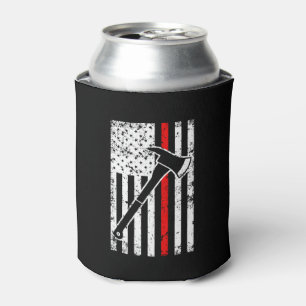 Thin Red Line Firefighter men's Flag  can cooler