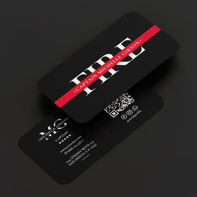 Thin Red Line Firefighter Modern Fire Department Business Card (Thin Red Line Firefighter Modern Fire Department Business Card
)