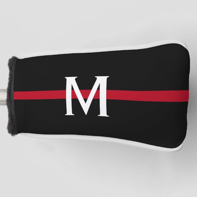 Thin Red Line Firefighter Monogrammed Golf Head Cover (Front)