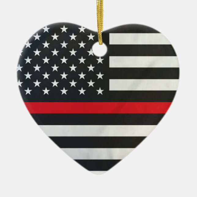 Thin Red Line Firefighter Ornament (Front)