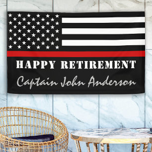 Thin Red Line Firefighter Retirement Party Banner