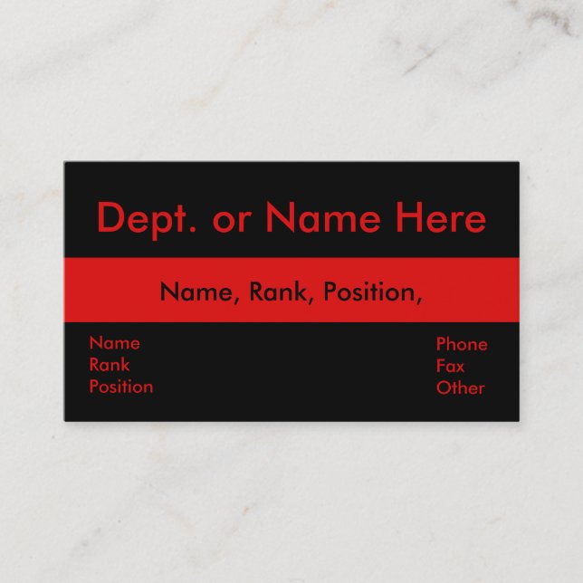 Thin Red Line-Firemen-Rescue Business Card (Front)