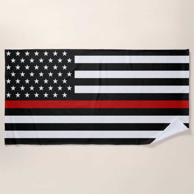 Thin Red Line Flag Beach Towel (Front)