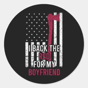 Thin Red Line Flag Firefighter Girlfriend Classic Round Sticker