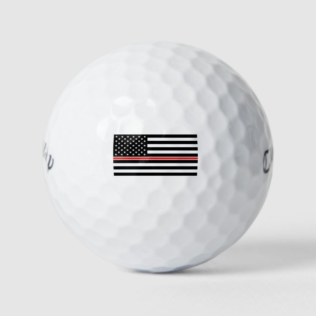 Thin Red Line Flag: Firefighter Hero Memorial Golf Balls (Front)