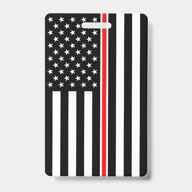 Thin Red Line Flag: Firefighter Hero Memorial ID Badge (Front)