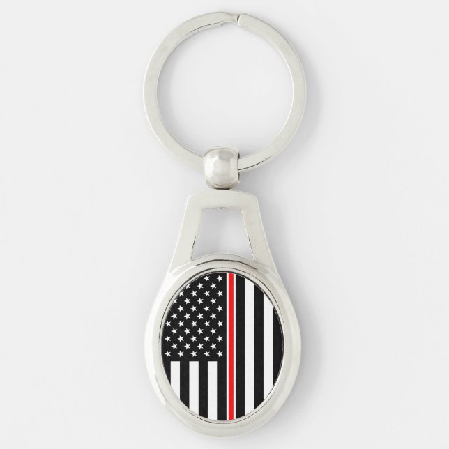 Thin Red Line Flag: Firefighter Hero Memorial Key Ring (Front)