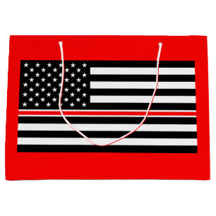 Thin Red Line Flag: Firefighter Hero Memorial Large Gift Bag