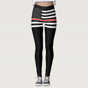 Thin Red Line Flag: Firefighter Hero Memorial Leggings