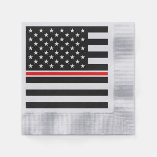 Thin Red Line Flag: Firefighter Hero Memorial Napkin