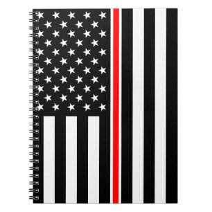 Thin Red Line Flag: Firefighter Hero Memorial Notebook