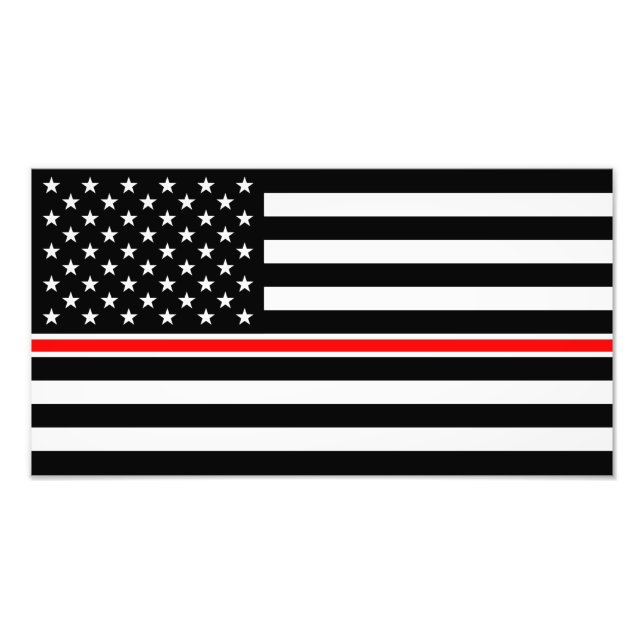 Thin Red Line Flag: Firefighter Hero Memorial Photo Print (Front)