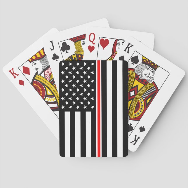 Thin Red Line Flag: Firefighter Hero Memorial Playing Cards (Back)