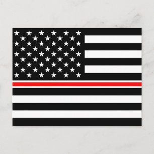 Thin Red Line Flag: Firefighter Hero Memorial Postcard