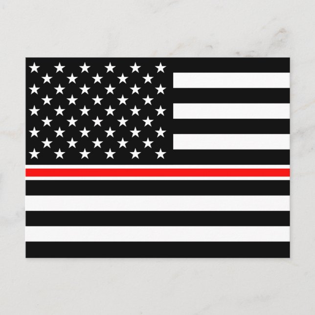Thin Red Line Flag: Firefighter Hero Memorial Postcard (Front)