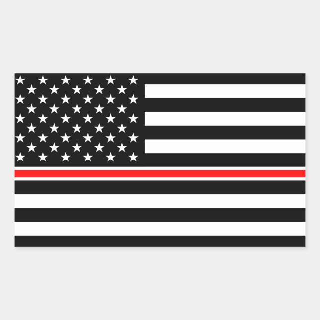 Thin Red Line Flag: Firefighter Hero Memorial Rectangular Sticker (Front)
