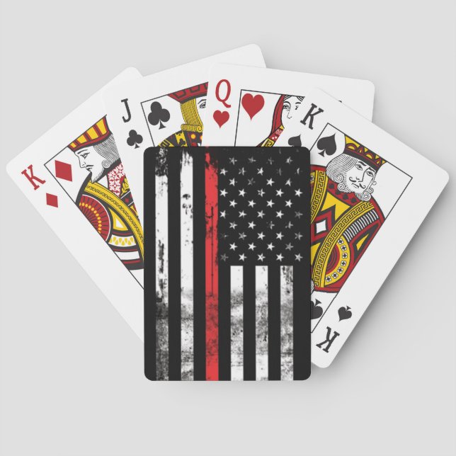Thin Red Line Flag Firefighter Playing Cards (Back)