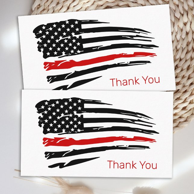Thin Red Line Flag Firefighter Thank You Business Card (Creator Uploaded)