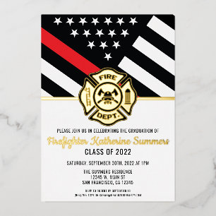Thin Red Line Flag Fireman Firefighter Graduation