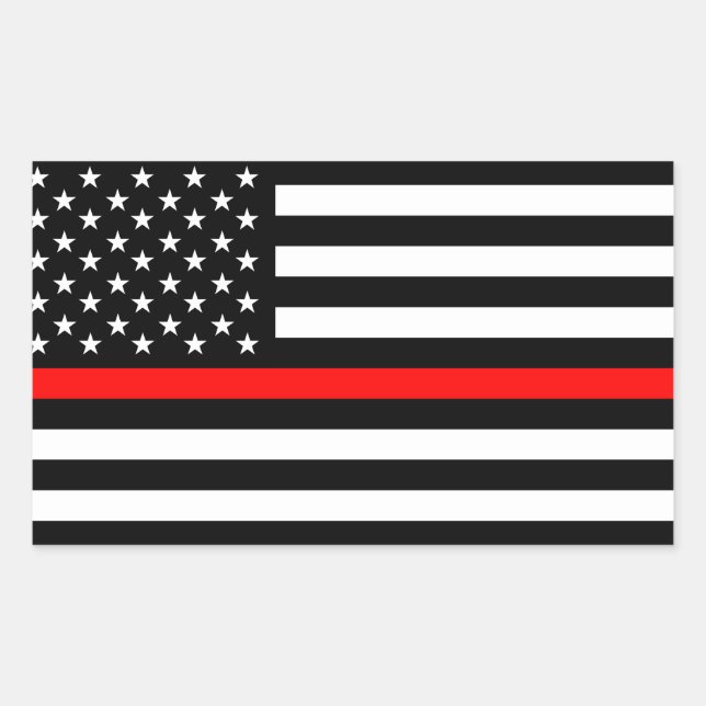 thin red line flag fireman firefighter usa united rectangular sticker (Front)