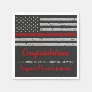 Thin Red Line Flag Party Firefighter Retirement Napkin