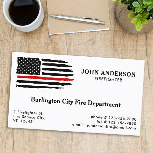 Thin Red Line Flag Personalized Firefighter Business Card