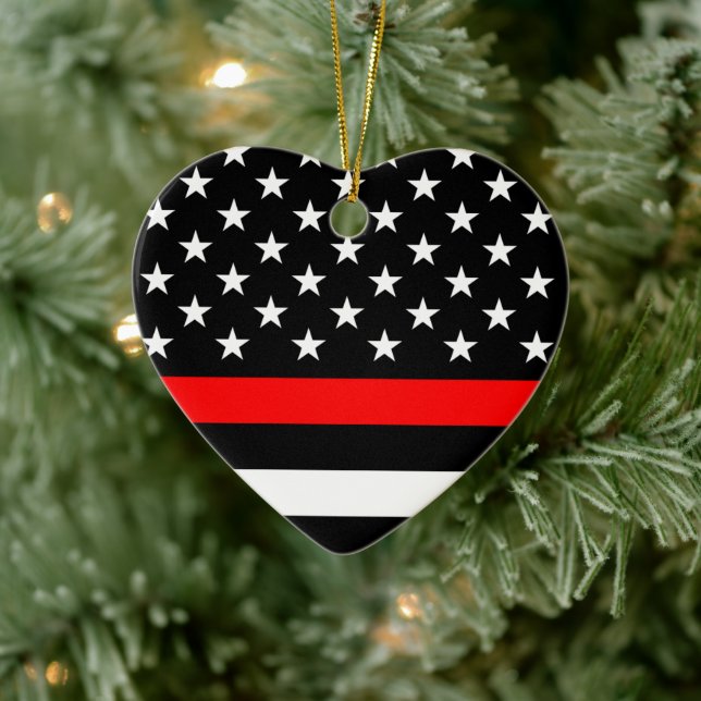 Thin Red Line Flag (United States) Ceramic Ornament (Tree)