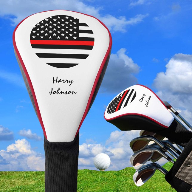 Thin RED Line & Golf USA flag Monogrammed Head Cover (Creator Uploaded)