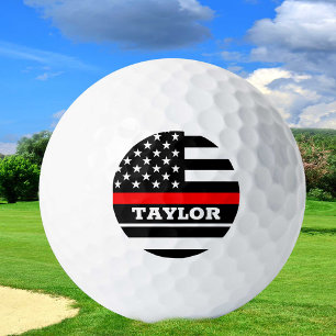 Thin Red Line & Golf USA personalised Fireman flag Golf Balls